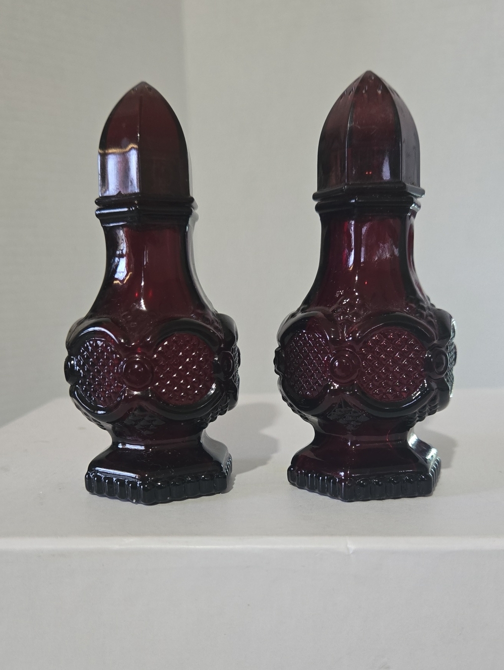 Vintage Avon 1876 Cape Cod Collection Ruby Red Pressed Glass Salt/Pepper Shaker
